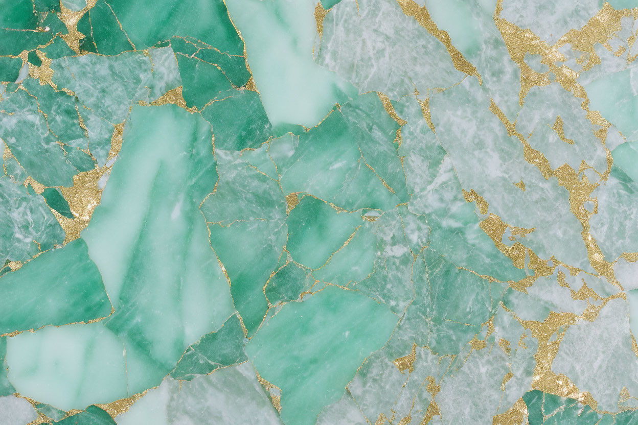 Turquoise and White Marble Textures with Gold Veining