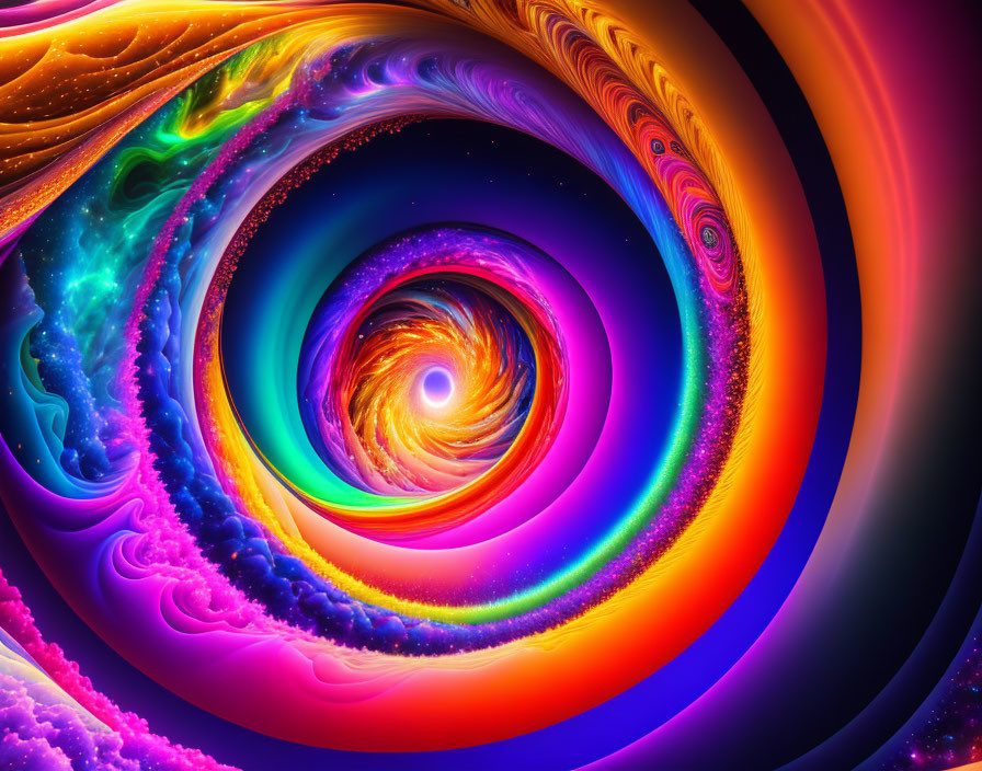 Colorful Psychedelic Spiral Artwork with Swirling Vortex