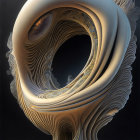 Abstract fractal art: Spiraling snail shell structure on blue gradient.