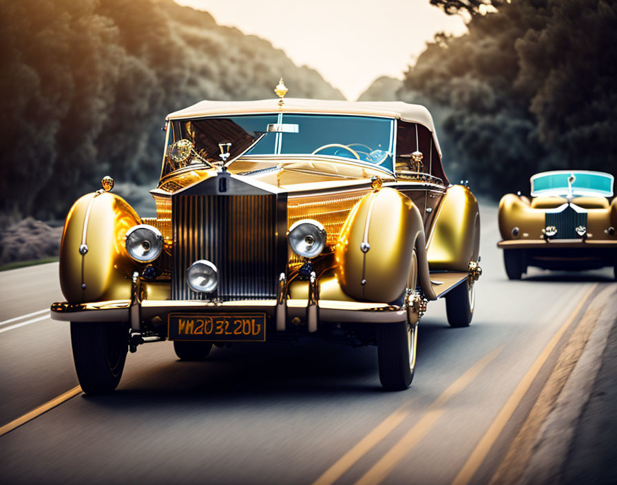 golden antique car