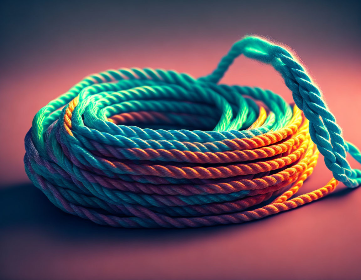 Colorful Coiled Rope on Warm Background