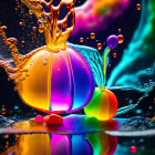 Colorful Liquid Splash in Motion on Dark Background