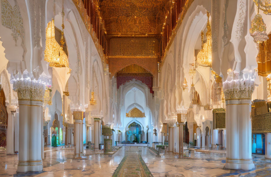 Intricate Islamic architecture with golden accents