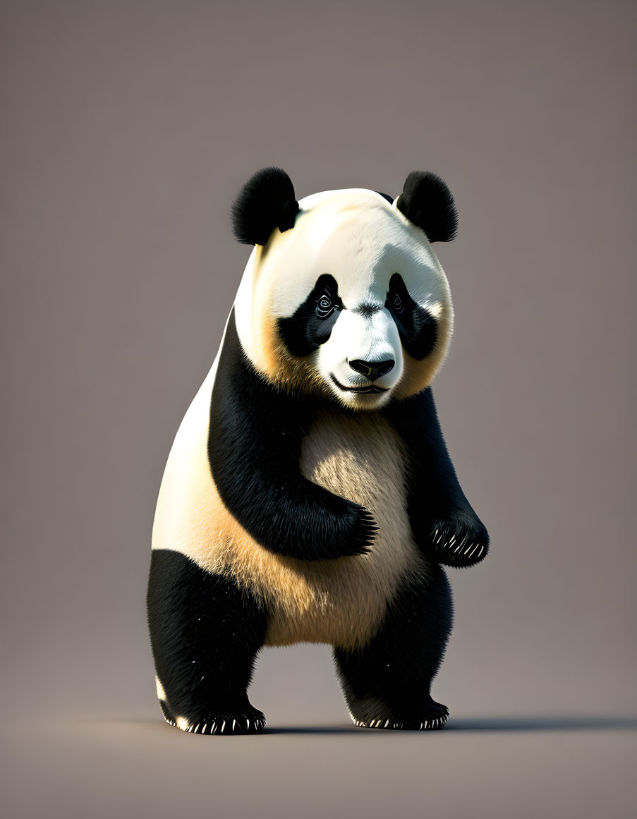 Realistic 3D Standing Panda Illustration with Soft Lighting