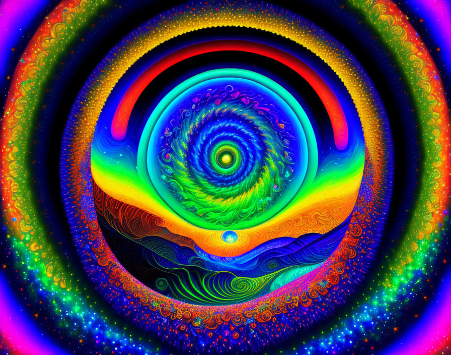 Colorful Neon Swirling Abstract Digital Art