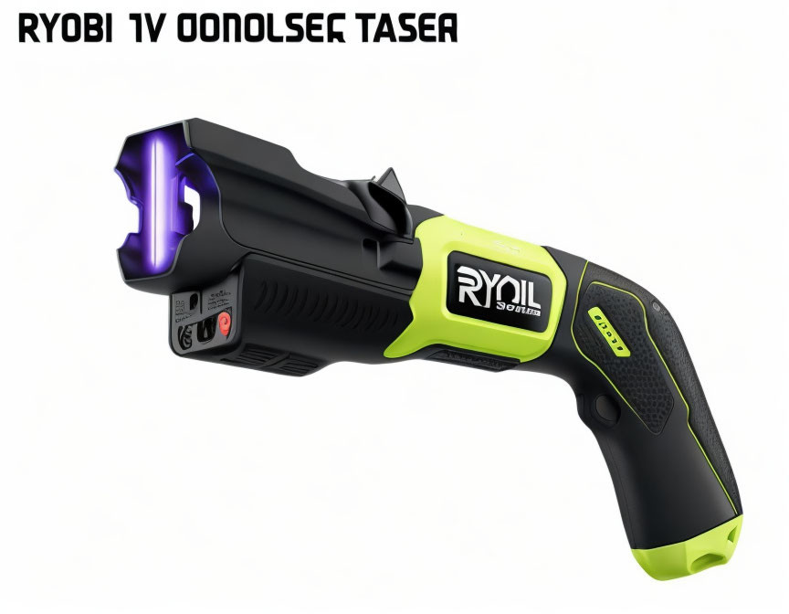 Black and Bright Green Ryobi Cordless Glue Gun with ON/OFF Switch