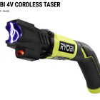 Black and Bright Green Ryobi Cordless Glue Gun with ON/OFF Switch