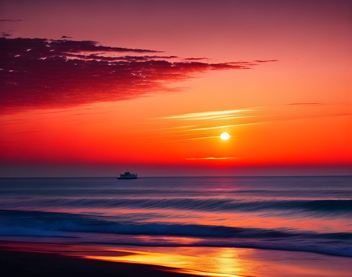 Scenic ocean sunrise with vivid orange and red hues