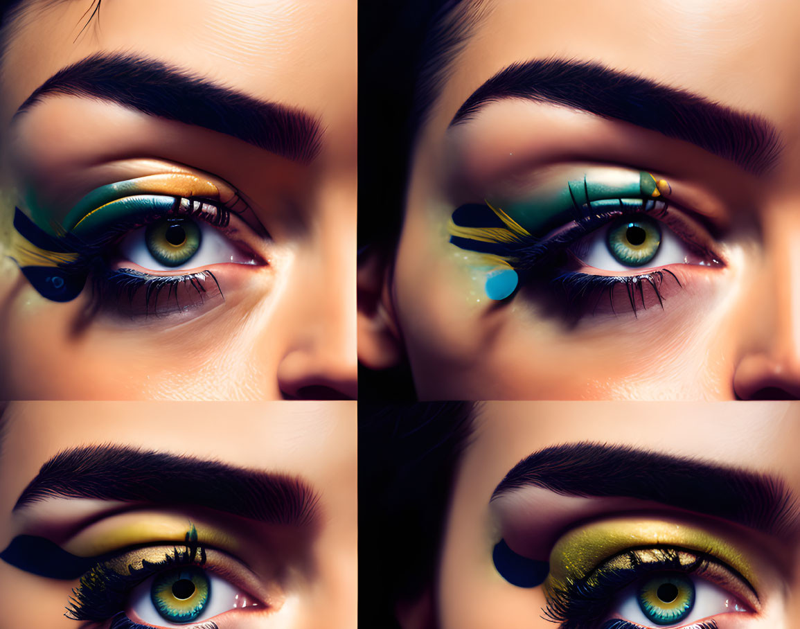 Vibrant Eye Makeup Designs Collage with Close-Up Images