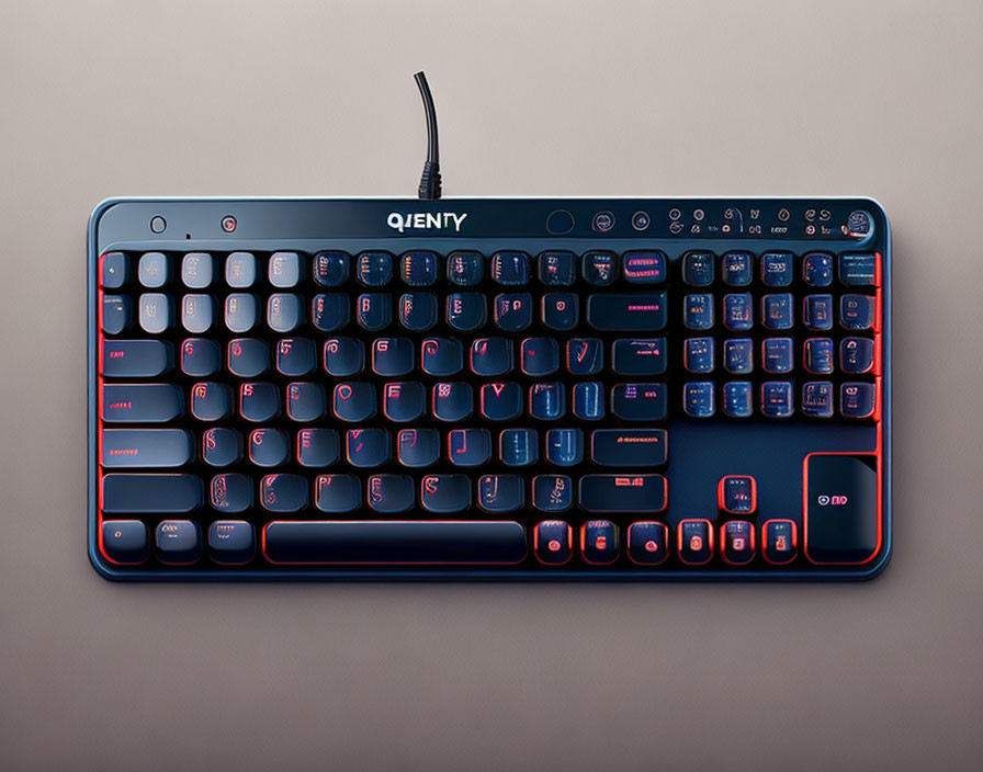 Black and Red Backlit Mechanical Keyboard with USB Cable