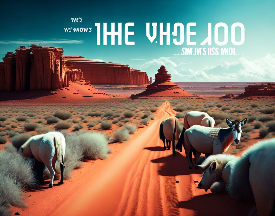 Desert landscape with altered horses and text in "The Expanse" style.