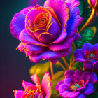 Digitally-enhanced pink and purple roses in vibrant display.