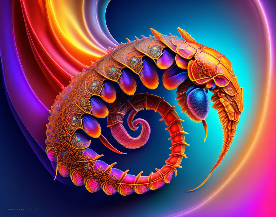 Vibrant, Colorful Digital Artwork of Fantastical Creature