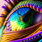 Colorful creature with large eye and textured scales in digital art