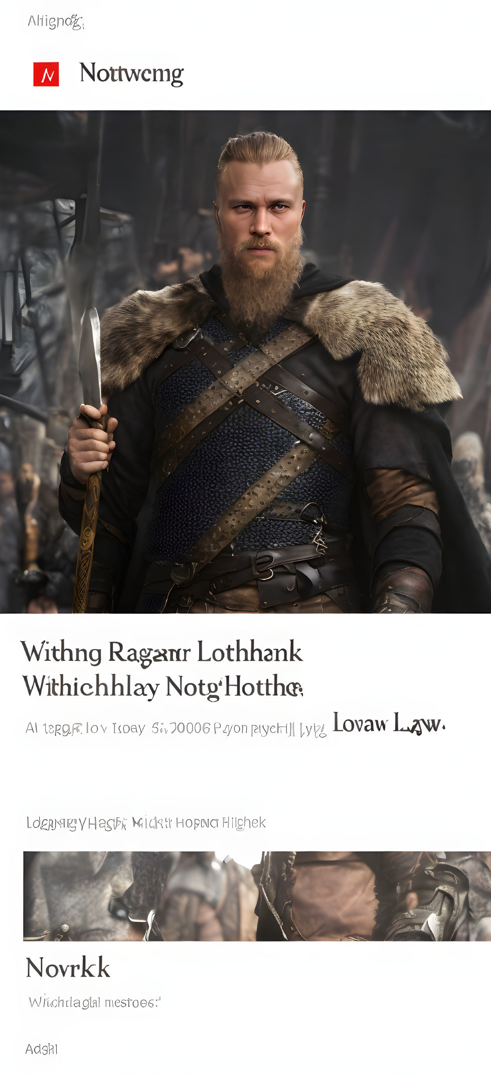 Bearded character in Viking attire with knife, dark background