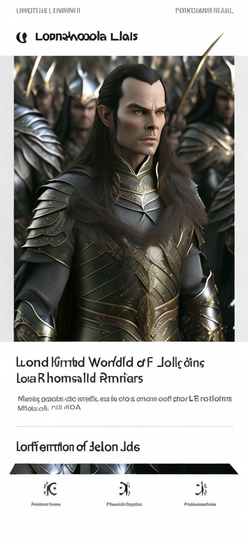 Male animated character with long dark hair and goatee in golden armor - likely an elf from fantasy.