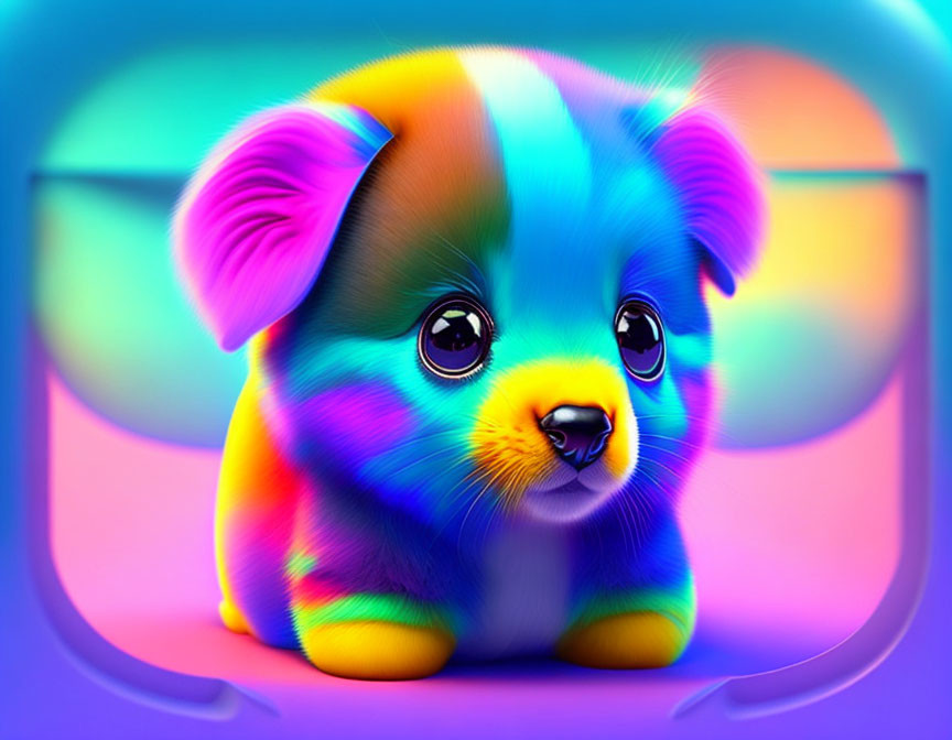 Colorful Stylized Puppy Artwork on Soft Background