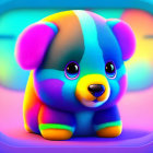 Colorful Stylized Puppy Artwork on Soft Background