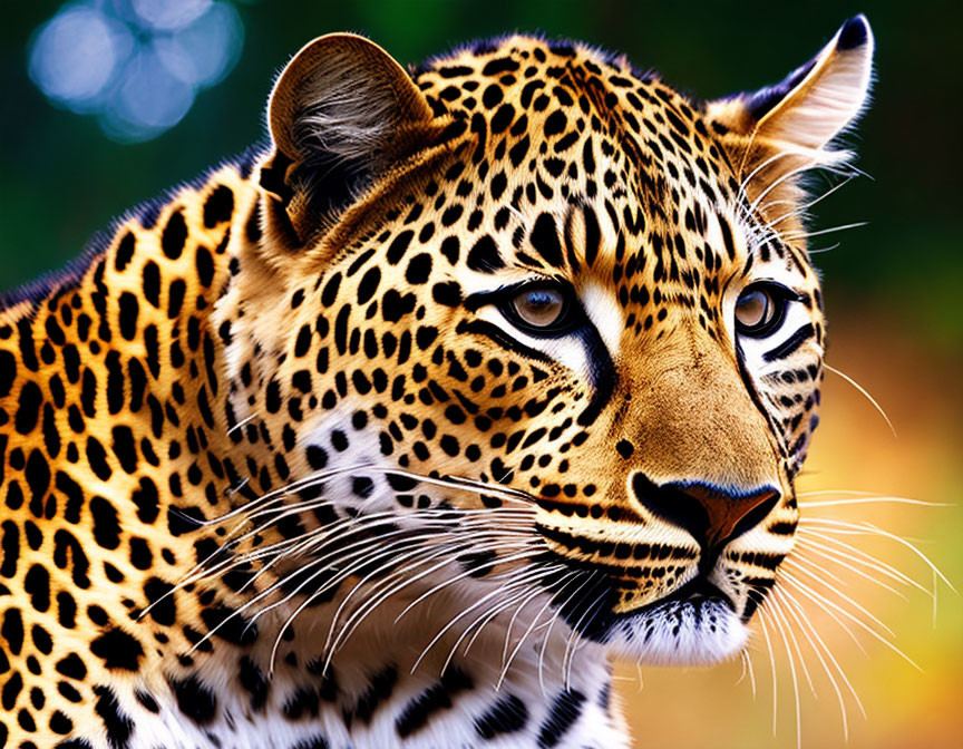 Detailed close-up of jaguar's eyes and spotted fur in intense gaze