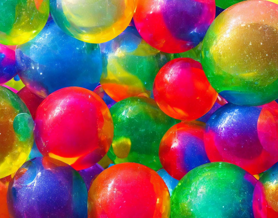 Colorful Water Balloons Collection in Bright Sunlight