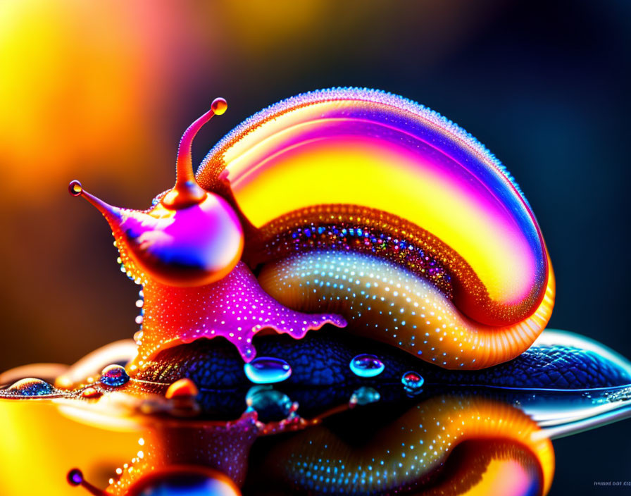 Colorful Digital Illustration of Vibrant Snail with Iridescent Shell