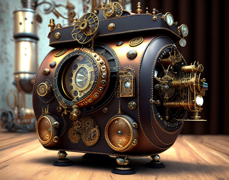 Intricate Steampunk Machine with Gears and Pipes