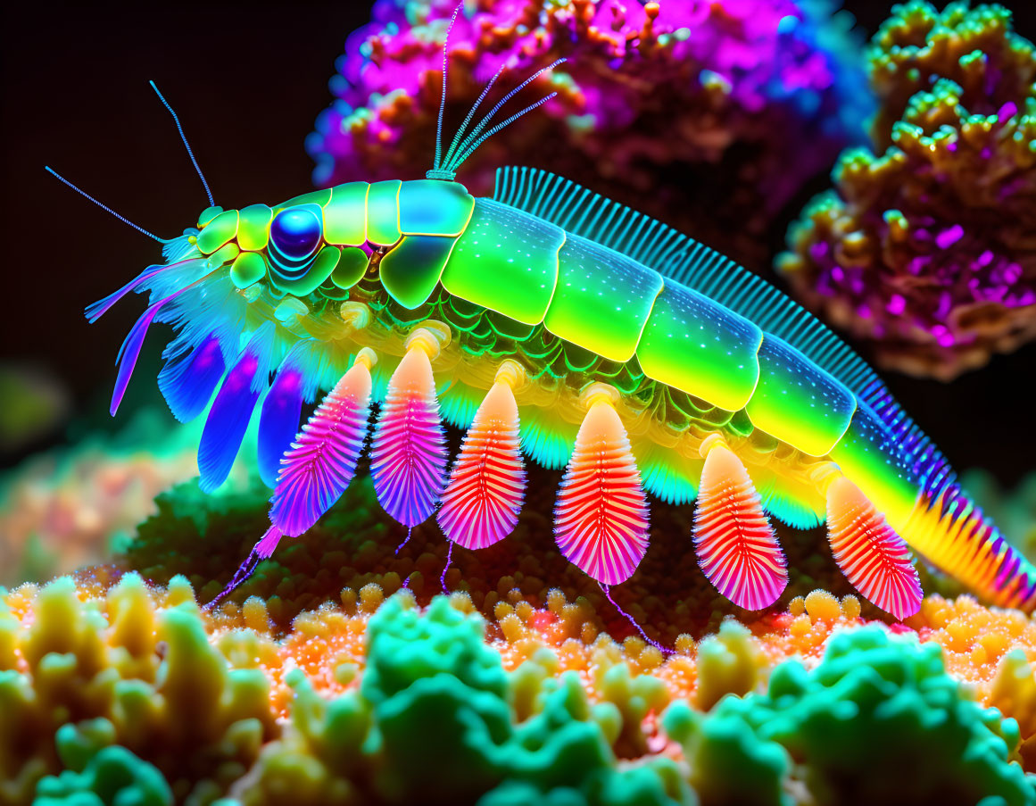 Colorful Peacock Mantis Shrimp on Coral Reef