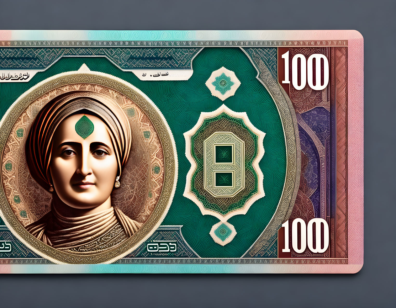 Vibrant 100 Currency Note with Woman Portrait & Traditional Attire