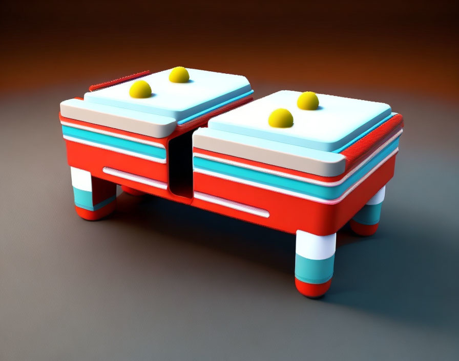 Colorful 3D Air Hockey Table with Paddles and Pucks