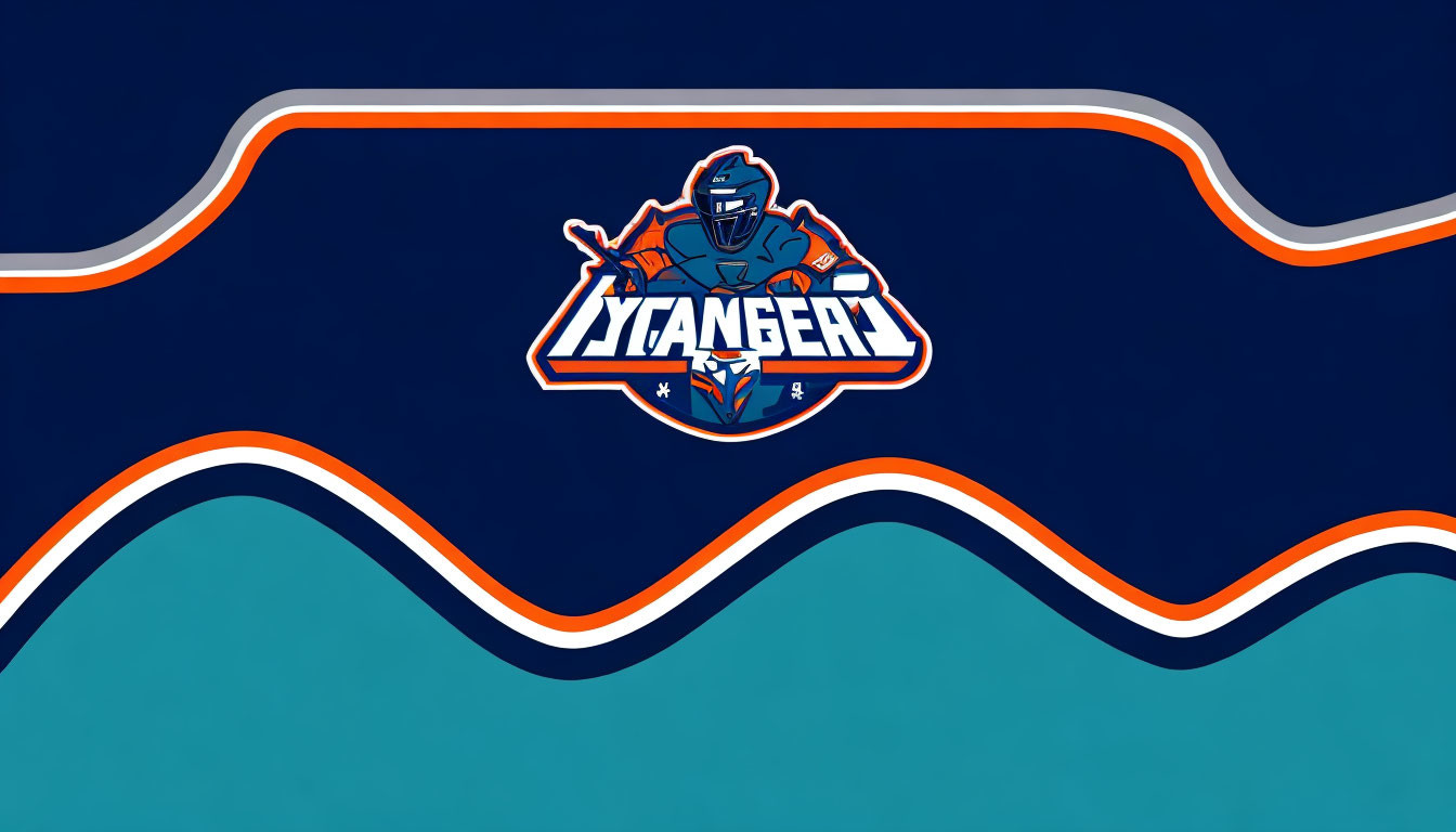 Hockey-themed NYC Angers logo with goalie on blue background