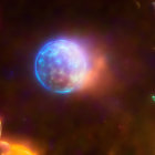 Colorful Space Nebula with Blue, Pink, and Orange Gases