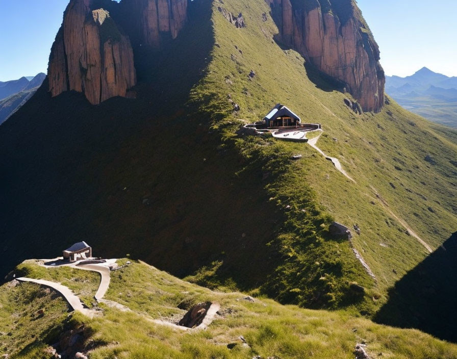 House on Curved Road in Lush Mountain Setting