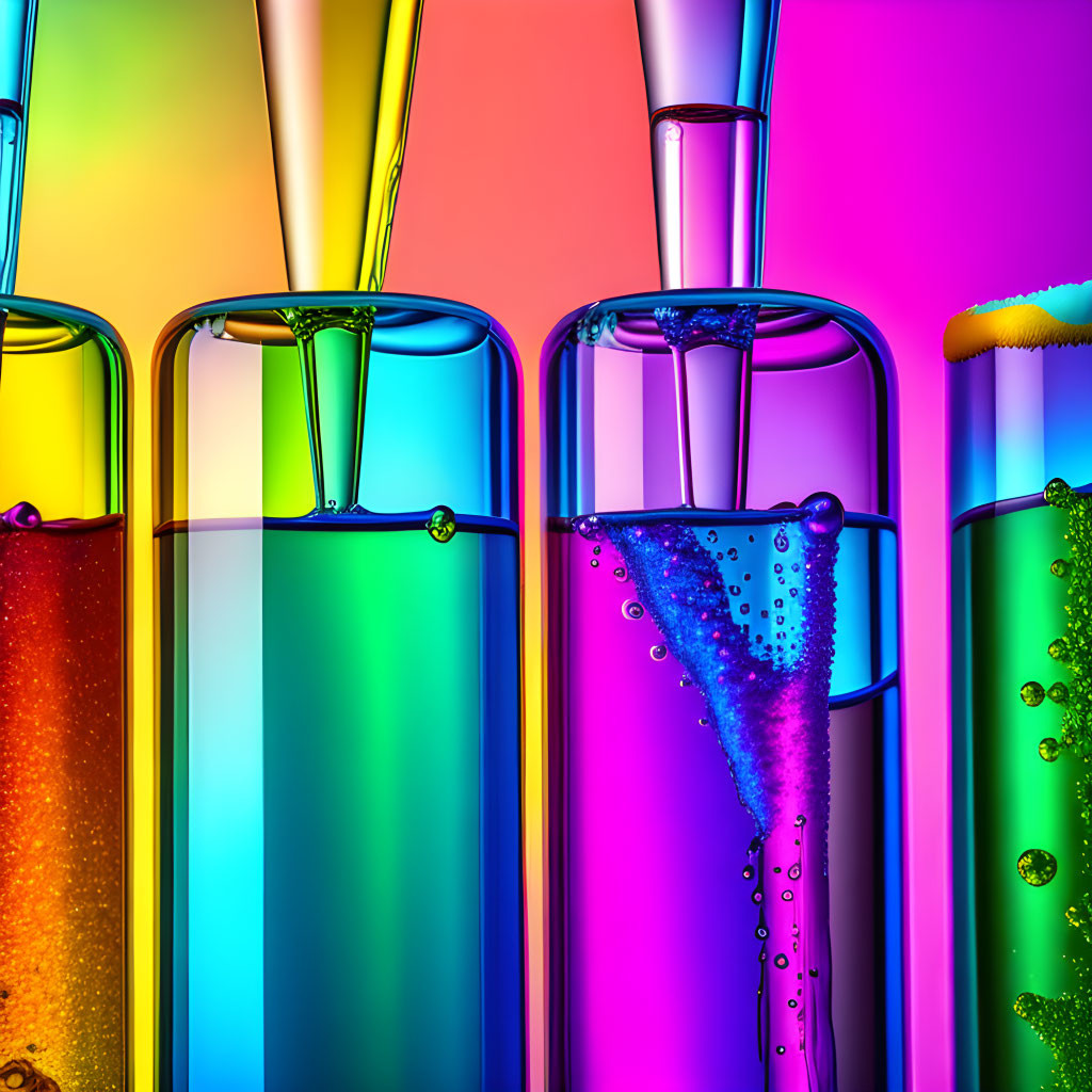 Vibrant Spectrum of Colors in Laboratory Test Tubes