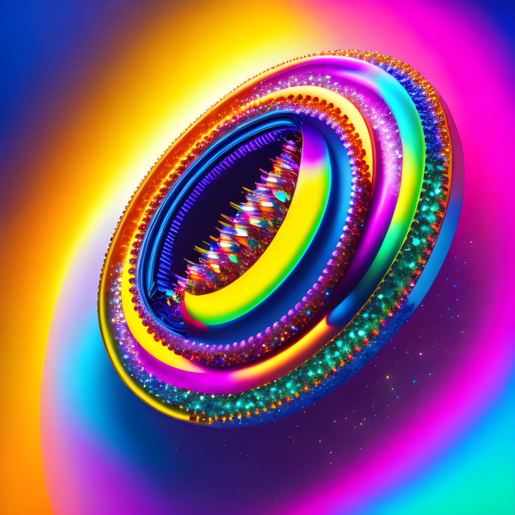 Abstract Rainbow Gradient Rings on Colorful Glowing Background