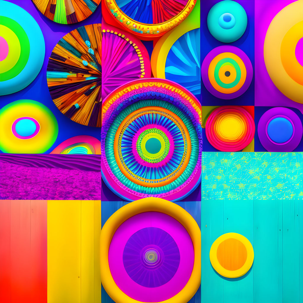 Colorful Abstract Patterns and Geometric Shapes Collage of Nine Images