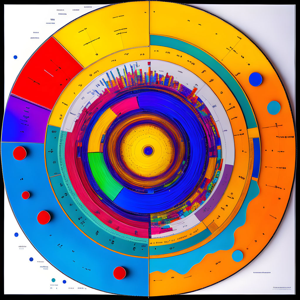 Color-Coded Circular Data Visualization Chart with Layers and Segments