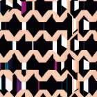 Abstract Peach and Black Zigzag Pattern with Geometric Color Blocks