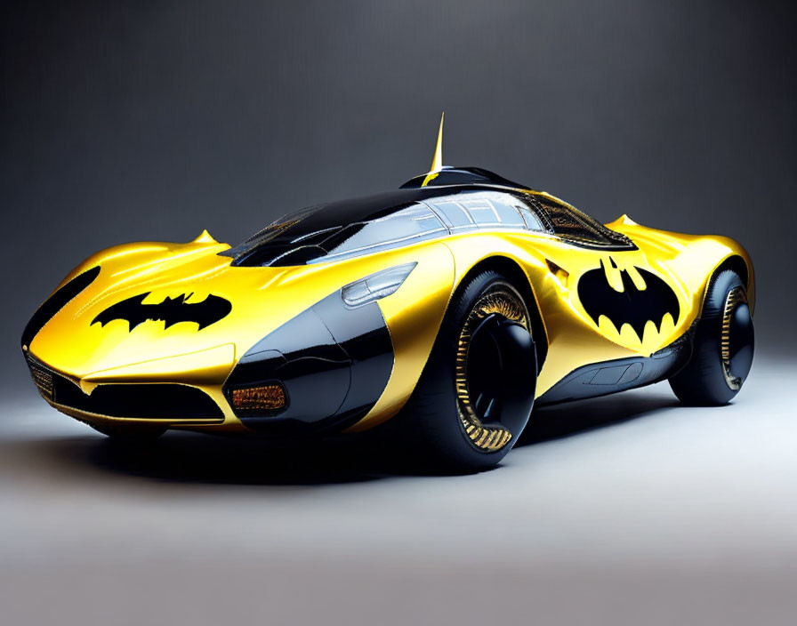 Futuristic Batmobile with Black and Yellow Color Scheme