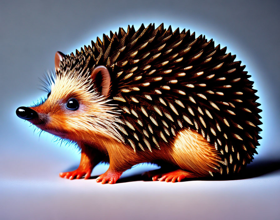 Close-Up Image of Hedgehog with Sharp Spines in Warm Brown and Tan Palette