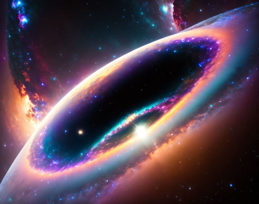 Cosmic black hole warping spacetime with accretion disk