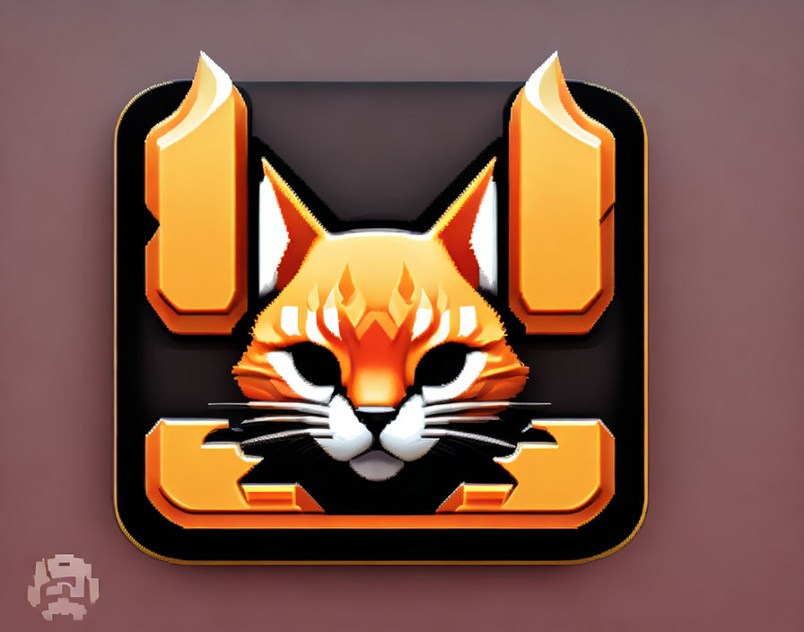 Stylized digital icon of fierce orange and white cat