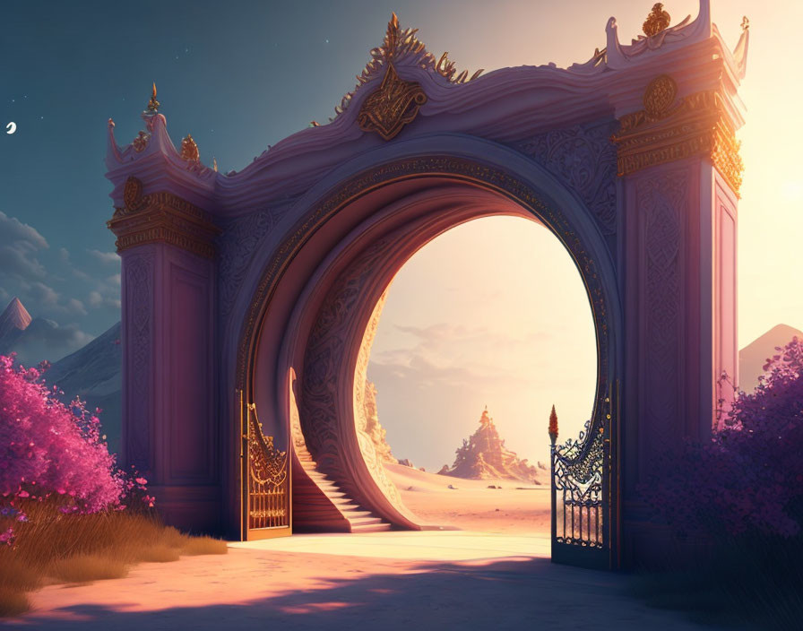 Intricate Fantasy Archway in Twilight Setting