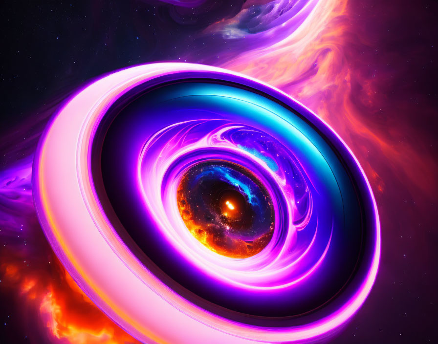 Colorful swirling galaxy digital artwork with pink, purple, and blue hues