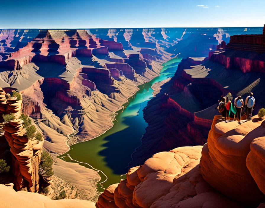 Scenic Grand Canyon View with River and Spectators