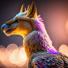 Colorful Eagle Artwork with Surreal Lighting and Bokeh Background