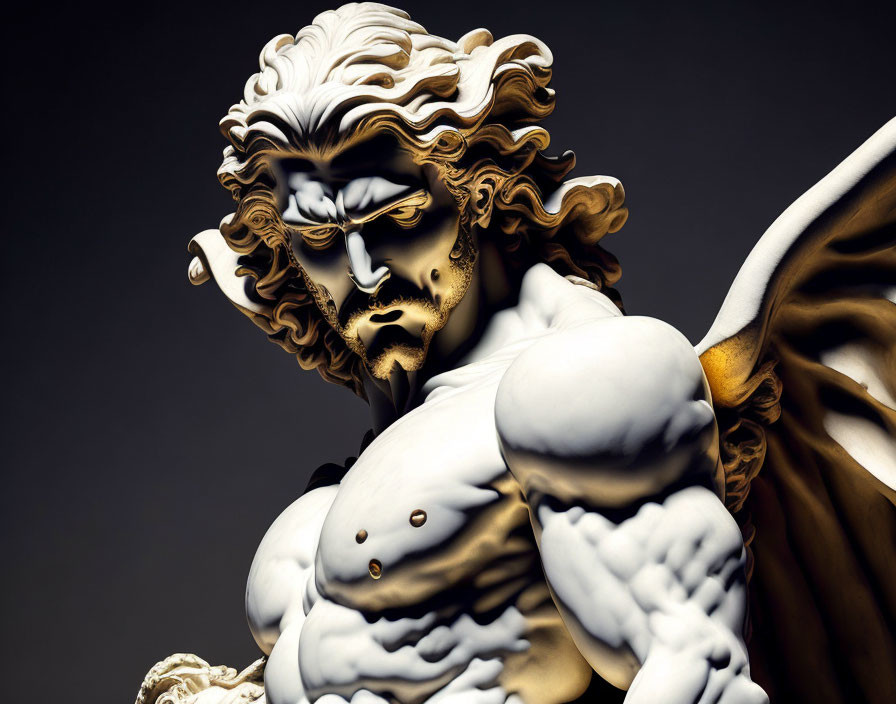 Detailed Stylized Rendering of Muscular Figure in Dramatic Pose