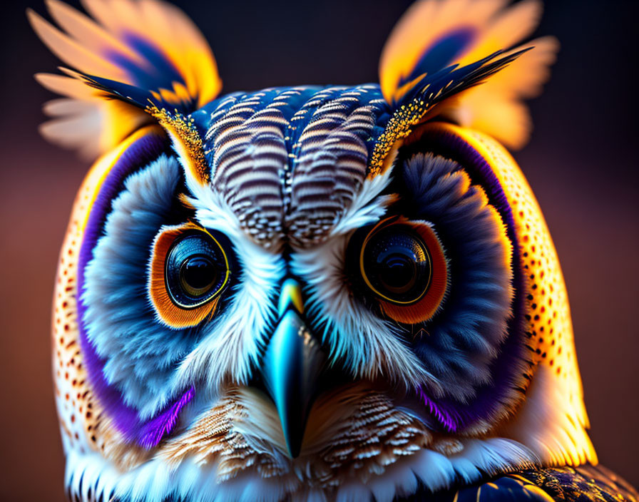 Colorful Owl Artwork with Intricate Patterns and Luminous Eyes