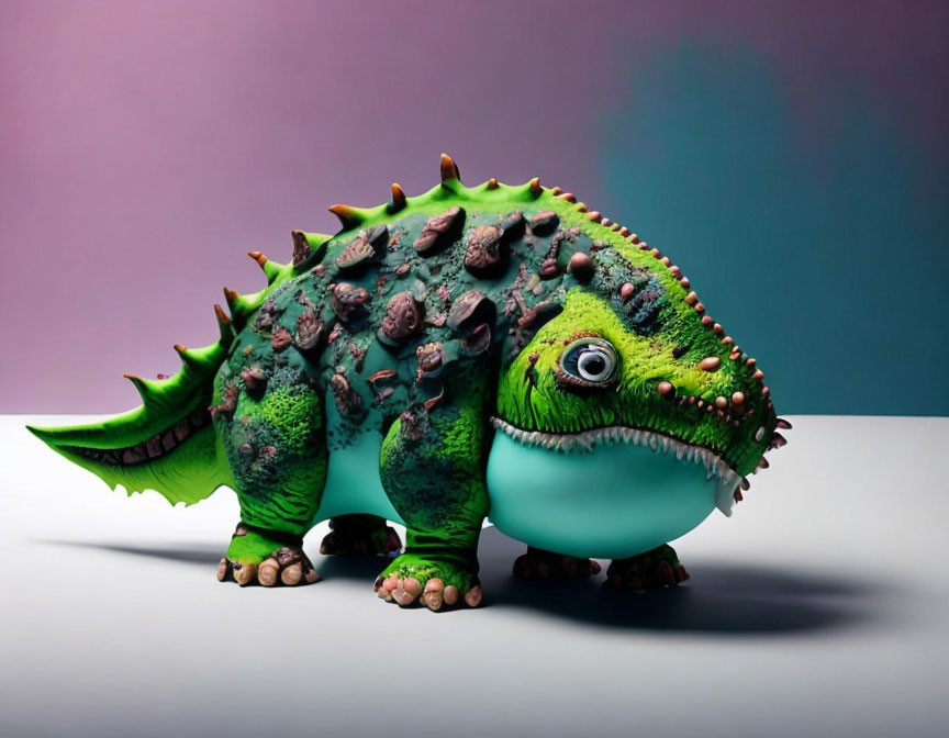 Vibrant dinosaur illustration with spikes on gradient backdrop