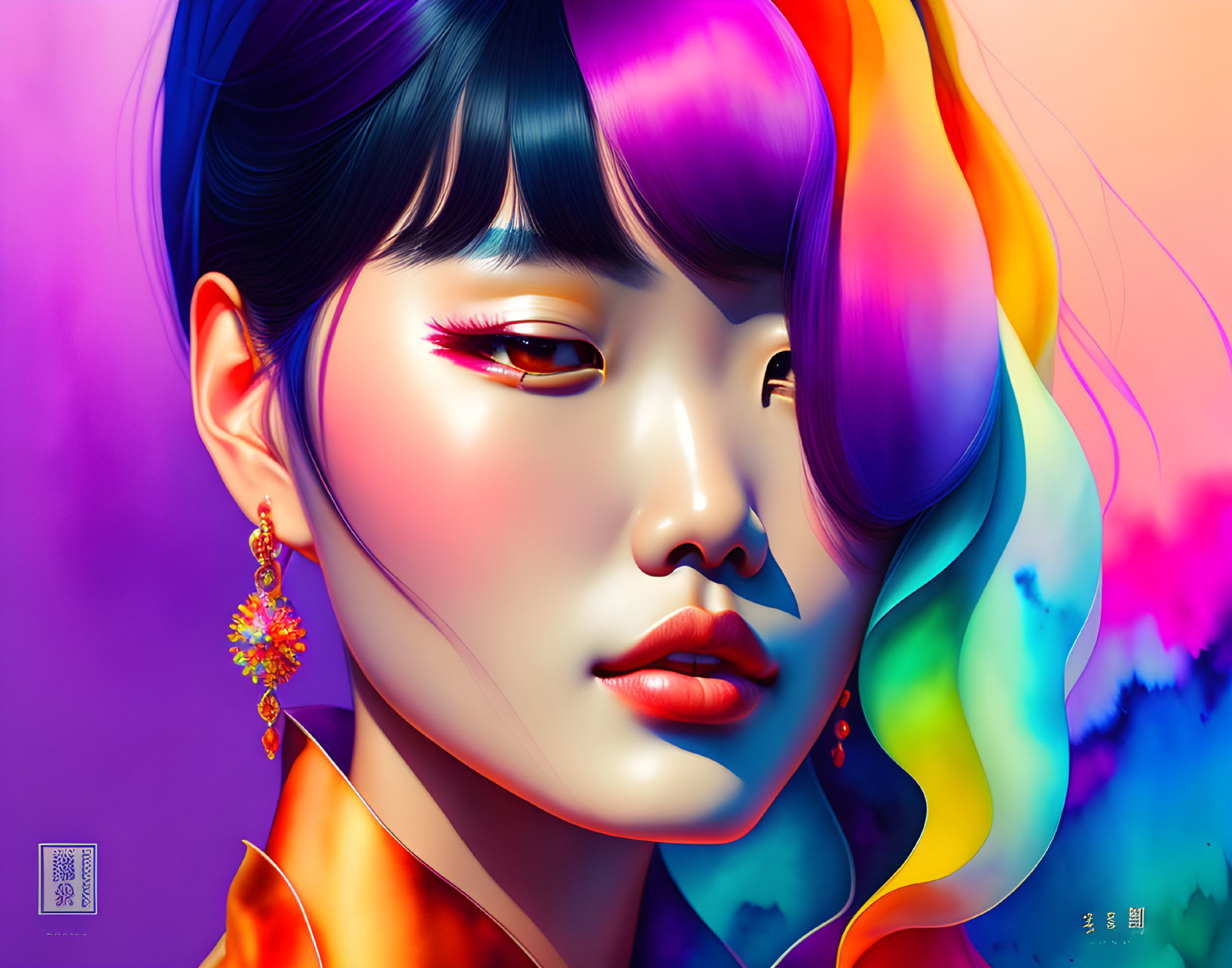 Rainbow haired Woman