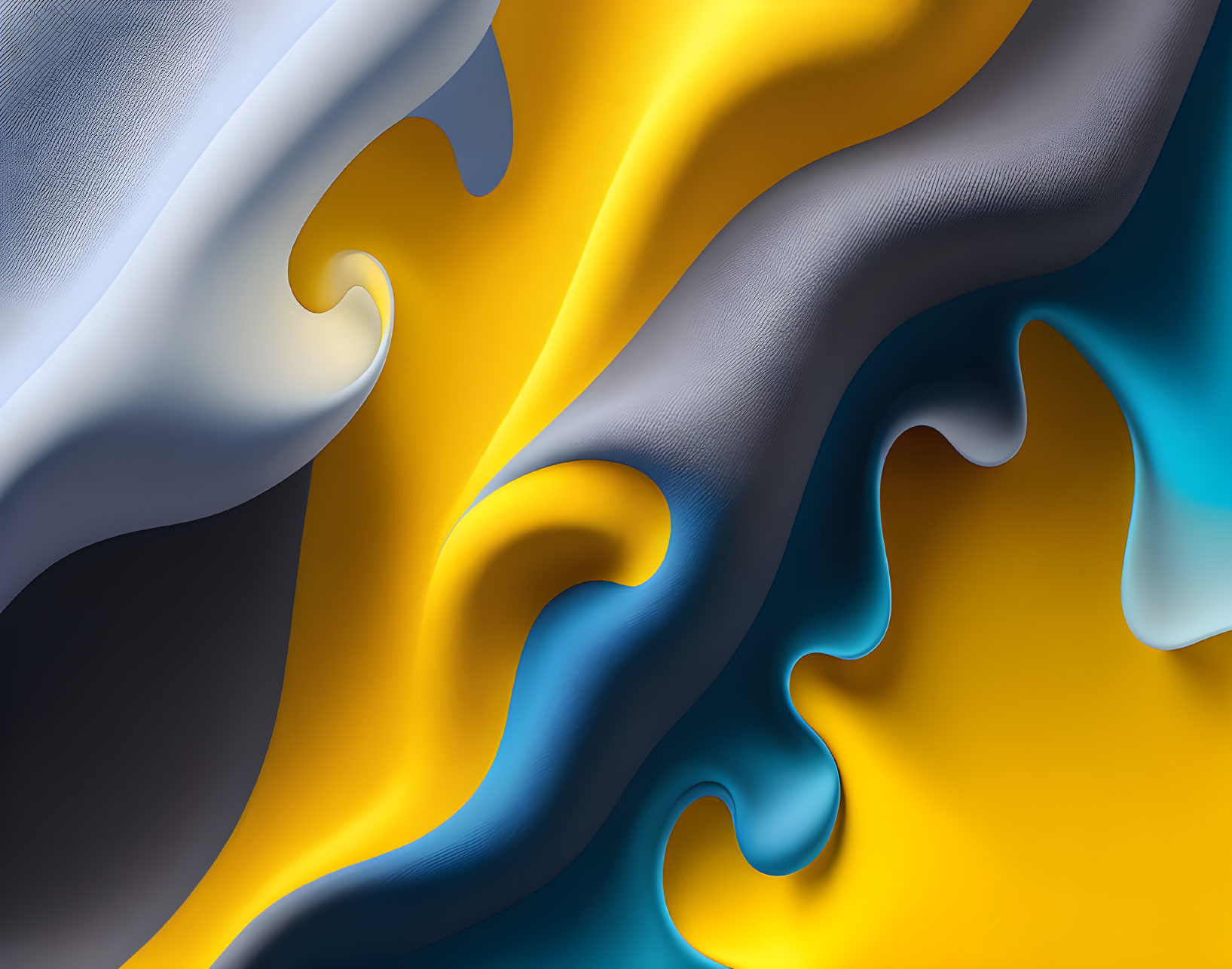 Fluid Motion Abstract Design in Blue, Yellow, and Gray